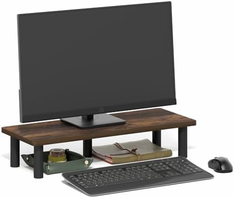 Furinno Turn-N-Tube Monitor Stand Riser, 23.6" Wide Rectangle Monitor Riser, Laptop Stand for Desk, Office Desk Accessor