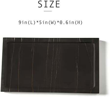 JIMEI Marble Bathroom Vanity Tray Dresser Makeup Storage Organizer 9 inch