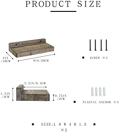 Freezing point Small Floating Shelves for Wall Set of 2 Natural Wood 8×4Inch Wall Shelf Mini Corner Shelf Decor Plant Di