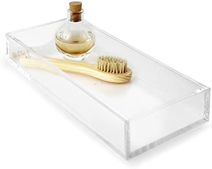 Huang Acrylic Clear Catchall Decorative Tray | Minimalistic Design for Keys, Wallet, Perfume, Jewelry, or Makeup | Recta