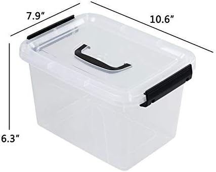 8 Quart Plastic Storage Clear Latch Boxes, Clear Containers with Lids and Handles, 6 Packs