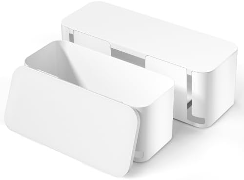 YECAYE 2 Pack Cable Management Box, Pet Friendly Cable Box Organizer for Home & Office, Child-Proof Floor Cord Cover, Co