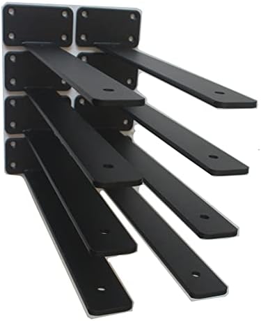 10 Pack - 12 inch Black Hidden L Shelf Bracket (1/5 Inch Thicked) Iron Floating Shelf Brackets Rustic Industrial Metal B