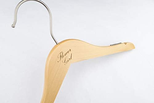 NAHANCO FG20014ENG Bridal Hanger, Natural Wood Hanger Engraved with (Flower Girl), 14” (1 piece)