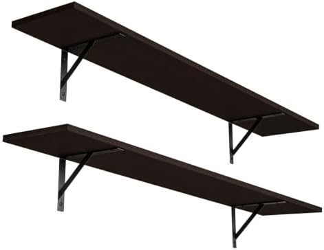 DINZI LVJ Long Wall Shelves, 47.3Inch Wooden Floating Shelves with Brackets