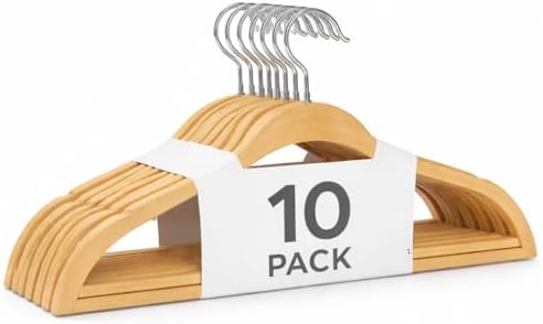 Heavy Duty Plastic Hangers 10 Pack | Non Slip, Slim Design with 360° Rotatable Anti Rust Hook | Thin Hangers Space Savin