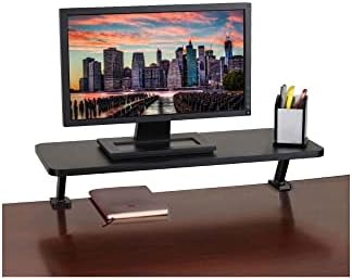 Kantek Ergonomic Mounted Computer Monitor Riser Stand, Floating Desk Shelf, Clamp On Base, 25.6" X 10.2" X 5.1", Black