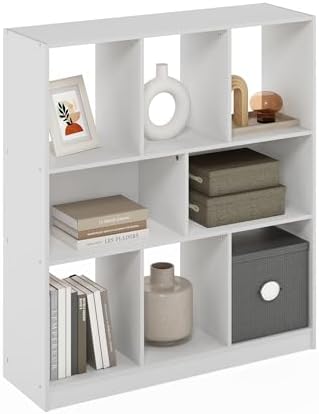 Furinno DALY Book Shelf, 8-Cube Bookshelf, Horizontal Cube Storage Organizer Bookcase, 10.9 x 35.4 x 39.4, for Living Ro