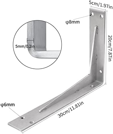 YUMORE Countertop Support Bracket, Heavy Duty 5mm L Bracket, 12 x 8 x 2 in