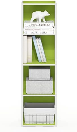 Furinno PASIR Book Shelf, 4-Tier Modern Bookshelf, Open Shelves Bookcase 9 x 12 x 42, Easy Assembly, for Living Room, Be
