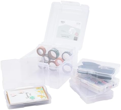 Vaessen Creative Storage Lid and 6 Small Transparent Tins Plastic Sorting Box for Storing Craft Accessories, Photos and 