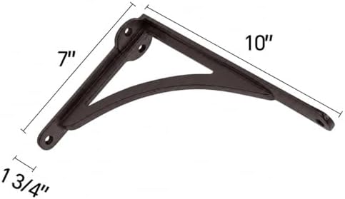 Khtumeware 100% Solid Brass Decorative Shelf Brackets, 10-inch Wall-Mounted Shelving Brackets, 2-Pack Oil Rubbed Bronze 