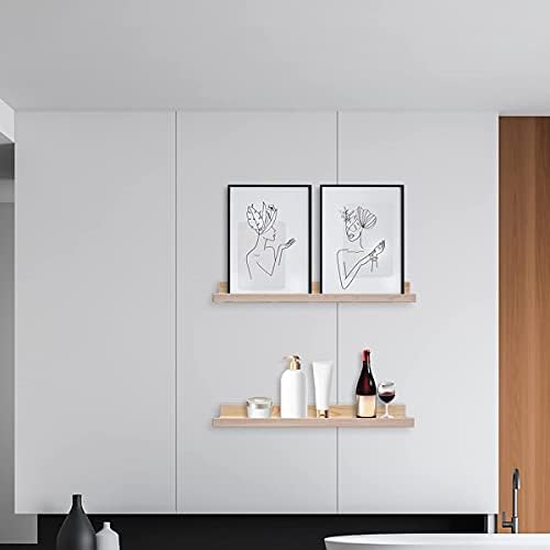 MBYD 24 Inch Floating Shelves Natural Wood Set of 3, Wall Mount Picture Ledge Wooden Wall Shelf for Home Decoration Nurs