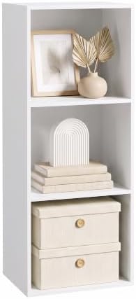 3 Cube Storage Organizer, 3 Tier Cube Cubby Shelf, Narrow Bookshelf White