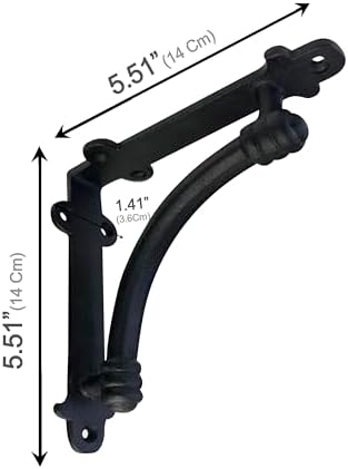 NACH Decorative Shelf Brackets, 4 Pack of 5.5 x 1.2 x 5.5 inch Black Cast Iron Shelf Brackets - Decorative Brackets for 
