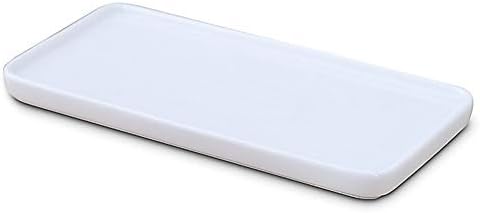 Ceramic Vanity Tray Small Rectangle, Bathtub Tray Bathroom Organizer, Cosmetics Holder for Tissue Candle Towel Plant Jew