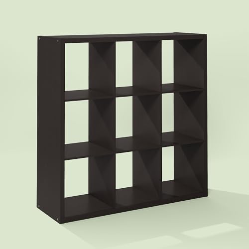 Bayan 9 Cube Storage Organizer, Bookshelf, Storage Shelf, with Open Back for Living Room, Bedroom, Home Office, Walnut O