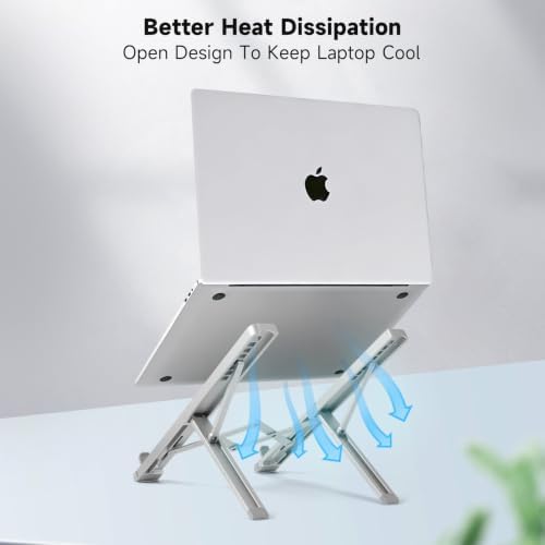LIENS Laptop Stand, Adjustable Aluminum Ergonomic Riser - 7-Angle, Foldable Portable Ventilated Cooling, Compatible with