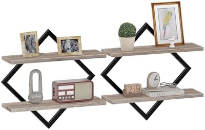 CHOEZON Floating Shelves for Wall, Set of 2 Wall Mounted Shelves, 2-Tier Hanging Shelves, for Living Room, Bedroom, Kitc