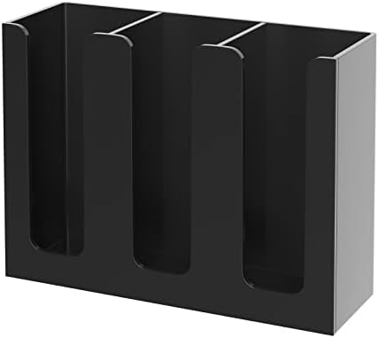 KOTEMON Acrylic Cup and Lid Holder, 3 Compartment, Disposable Coffee Cup Dispenser Cup Storage Organizer, Black