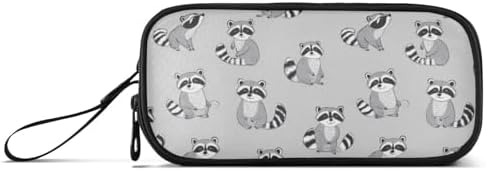 Wfrish Cute Raccoon Pencil Case Pencil Pouch Big Capacity 3 Compartments Back to School Supplies for Teen Girl Boy Pouch Pen Bag Large Storage Organizer with Zipper Handle for Men Women