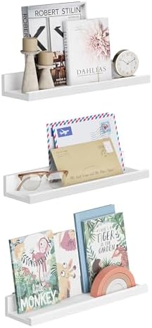 SONGMICS Floating Wall Shelves, Set of 3, 15-Inch Wide