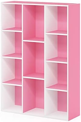 Furinno LUDER Book Shelf, 11-Cube Bookshelf, Reversible Bookcase, 9.4 x 29.1 x 41.7, Easy Assembly, for Living Room, Bed