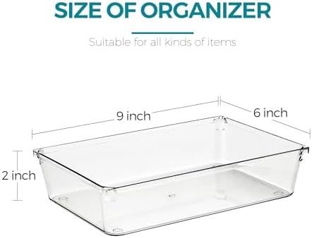 4 Pack Drawer Organizers, 6"X 9" Clear Acrylic Storage Bins