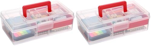 JUXYES Plastic Fishing Tackle Box Organizer with Removable Dividers, Clear Fishing Tackle Storage Boxes with Handle, 2 L