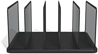 TRU RED Wire Mesh File Organizer, 5-Compartment, Matte Black, 2-Pk