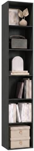 6 Cube Storage Organizer, 6 Tier Tall Narrow Bookshelf, Black Cube Shelf