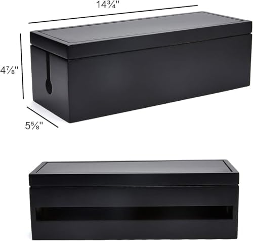 Changsuo Cable Management Box Wooden Cord Organizer Box for Extension Cord Power Stripe Surge Protector Wire Management 