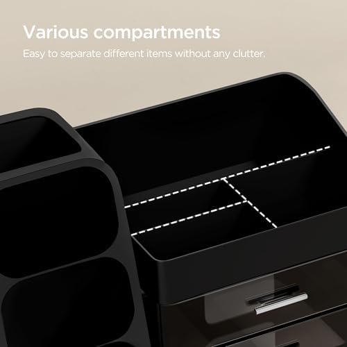 HBlife Cologne Organizer for Men Makeup Organizer with Brush Holder for Vanity, Large Plastic Bathroom Countertop Organi