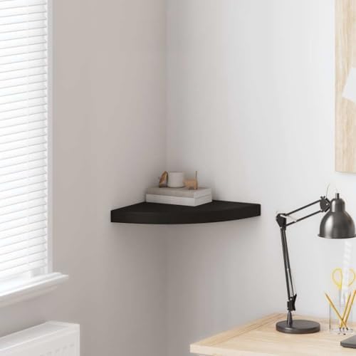 vidaXL Floating Corner Shelf Black 13.8"x13.8"x1.5" MDF