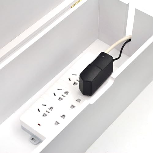 15 Inch Bamboo Large Cable Management Box, White Cord Organizer