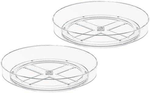 2 Pack 10 Inch Lazy Susan Turntable Organizer, Clear Rotating Spice Rack for Cabinet, Pantry, Kitchen Countertop and Fri