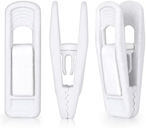 Tinfol White Velvet Hanger Clips, 80PC Pants Velvet Clips, Clothes Hanger Clip Clothes Pin, Strong Finger Flocked Clip Perfect for Slim-line Clothes Velvet Hangers
