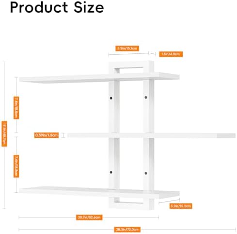 Homode Floating Shelves, Set of 3 Wooden Hanging Shelves, White