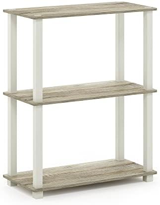 Furinno TURN-S-TUBE Storage Shelves, 3-Tier Book Shelf, Corner Shelf, Toolless Open Shelves, for Organization and Storag
