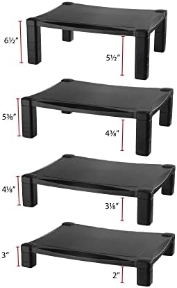 Kantek Single-Level Monitor Stand, 17" X 13.25" X 3" To 6.5", Black, Supports 50 Lbs