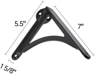Khtumeware 100% Solid Brass Decorative Shelf Brackets, 7-inch Wall-Mounted Shelving Brackets, 2-Pack Matte Black Vintage