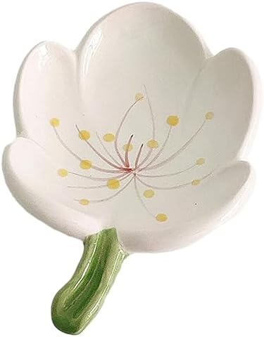 Self-Draining Soap Dish Flower Shaped Cute Shower Soap Container for Kitchen, Bathroom, Bedroom, Tulip, White