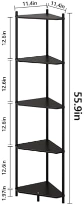 Corner Shelf Stand - 5 Tier Bamboo Small Corner Bookshelf for Office Kitchen Bedroom Plant Stand Living Room Decor Small