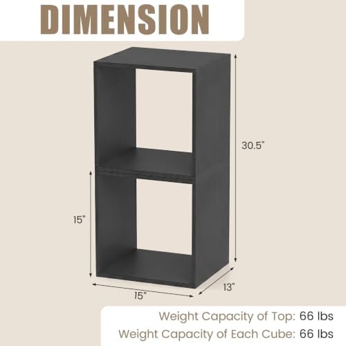 LOKO Stackable 2 Cube Storage Organizer, 2-Tier Bookshelf (1, Black)