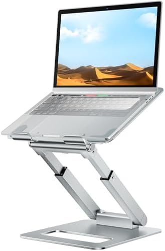 tounee Laptop Stand for Desk Adjustable Height, Telescopic Computer Stand with Pull Out Design Ergonomic Laptop Riser Fi