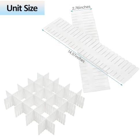 16 Pcs Adjustable Drawer Dividers, DIY Plastic Grid Separators for Clothes, Socks, Underwear, Kitchen and Office, Cuttab