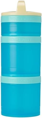 Whiskware Solid Snack Containers, 3 Stackable Snack Cups, Tan/Blue