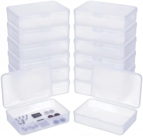 LJY 12 White Rectangular Plastic Boxes, 4.5 x 3.3 x 1.1 in for Model Parts