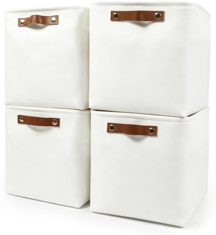 Bagnizer Collapsible Fabric Storage Cubes 11x11 Cube Storage Bins, 4 Pack Closet Baskets Box with Handles for Organizing