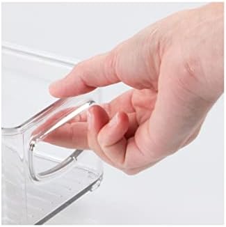 mDesign Small Plastic Office Storage Container Bins with Handles for Organization in Filing Cabinet, Closet Shelf, or Desk Drawers, Organizer for Notes, Pens, Pencils, Ligne Collection, 6 Pack - Clear
